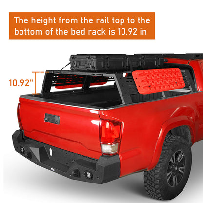 12.2" High Overland Bed Rack Fits Toyota Tacoma & Tundra 6' Bed - Hooke Road - HE.9907-S