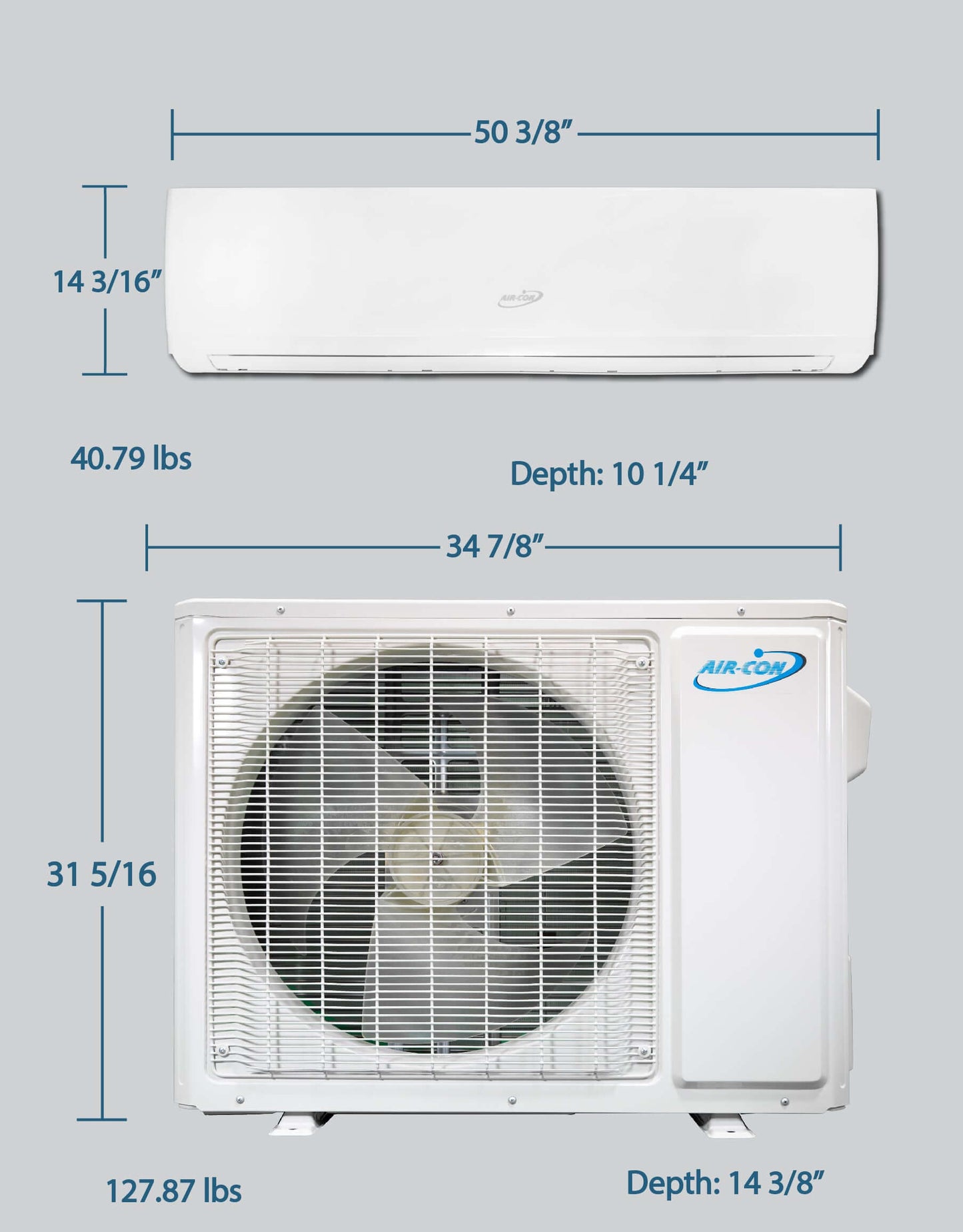 Air-Con Eclipse Series 36000 BTU 16.4 SEER Ductless Mini Split Air Conditioner 15ft Lineset & Wiring - ASPCI/EM4H4S36R