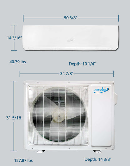 Air-Con Eclipse Series 36000 BTU 16.4 SEER Ductless Mini Split Air Conditioner 15ft Lineset & Wiring - ASPCI/EM4H4S36R