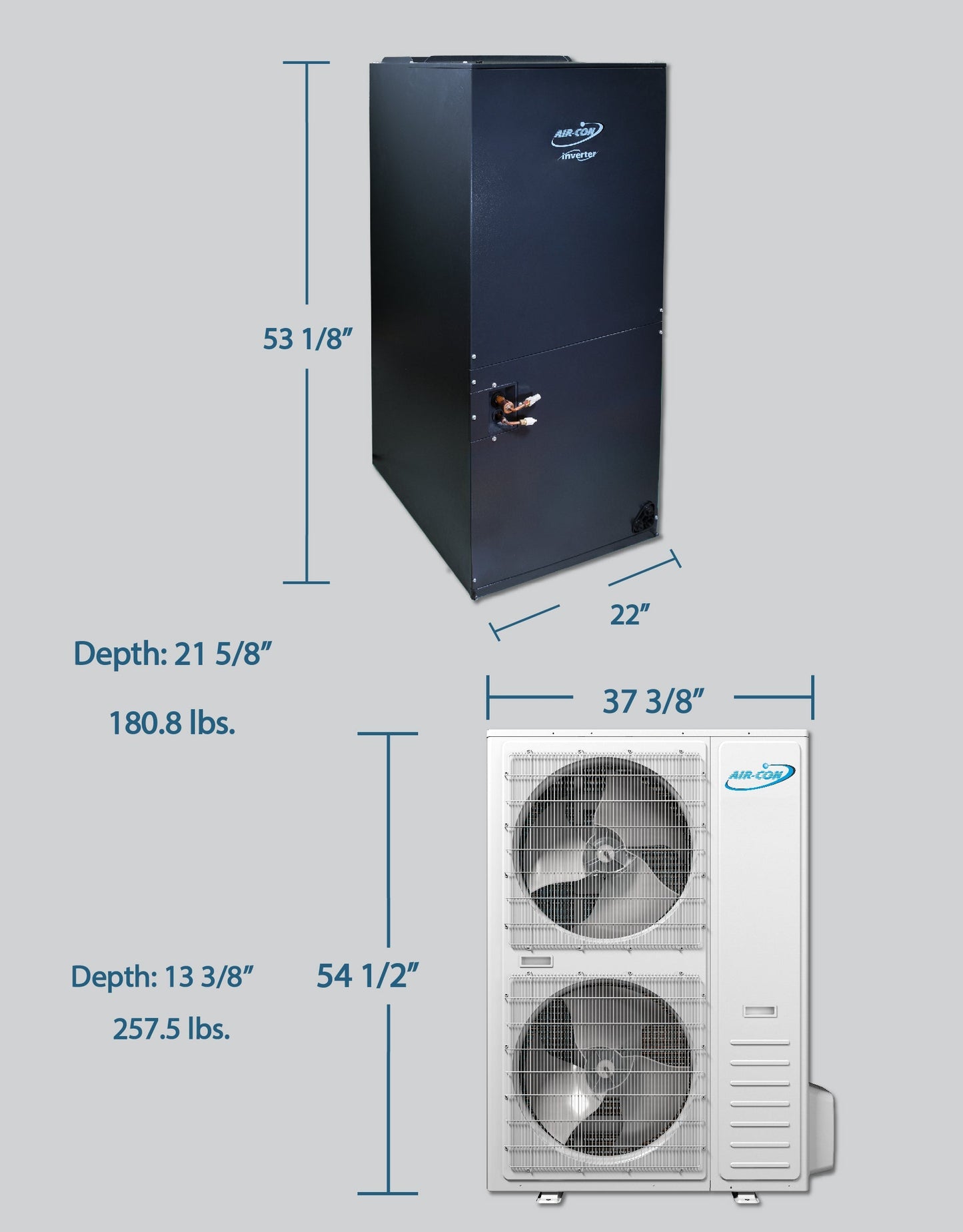 Air-Con SD Premium - 60000 BTU - 17.5 SEER - 5 Ton Pre-Charged Heat Pump Inverter - Ducted Central Air Conditioner - ASDCI4H4S60/ASDEM4H4S60