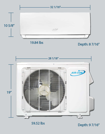 Air-Con Serene Series 12000 BTU 16 SEER Mini Split Air Conditioner 15ft Lineset & Wiring - ASRCI/EM4H4S12