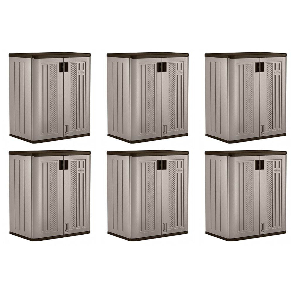 Suncast 9 Cu Ft Heavy Duty Resin Garage Base Storage Cabinet, Platinum (4 Pack) - 120273