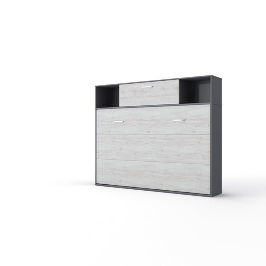 Maxima House Horizontal Murphy Bed Invento, European Full Size with a cabinet on top, mattress included - IN120H-13W