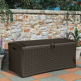 Suncast 72 Gallon Resin Wicker Outdoor Patio Storage Deck Box, Brown (4 Pack) - 123040