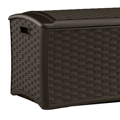 Suncast 72 Gallon Resin Wicker Outdoor Patio Storage Deck Box, Brown (4 Pack) - 123040