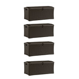 Suncast 72 Gallon Resin Wicker Outdoor Patio Storage Deck Box, Brown (4 Pack) - 123040