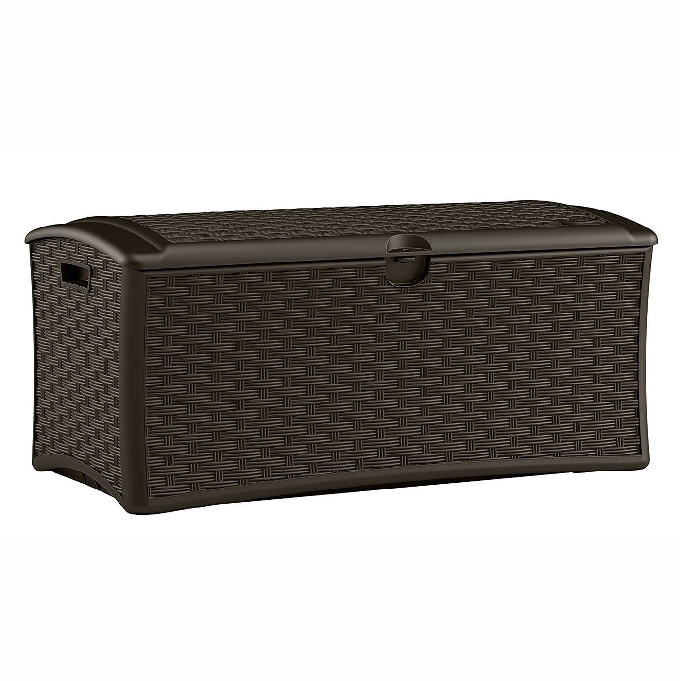 Suncast 72 Gallon Resin Wicker Outdoor Patio Storage Deck Box, Brown (4 Pack) - 123040