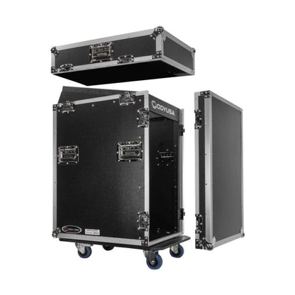 Odyssey FZ1316W 13U Top Slanted 16U Vertical Pro Combo Rack with Casters, Black - 188028
