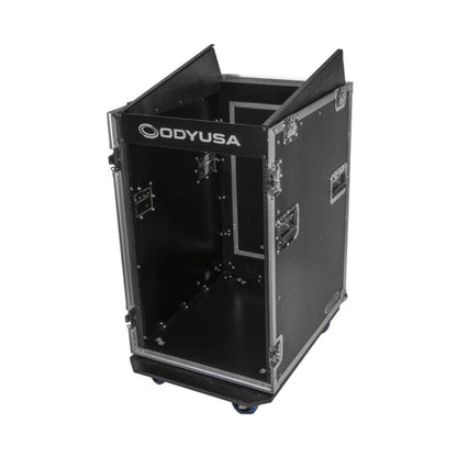 Odyssey FZ1316W 13U Top Slanted 16U Vertical Pro Combo Rack with Casters, Black - 188028