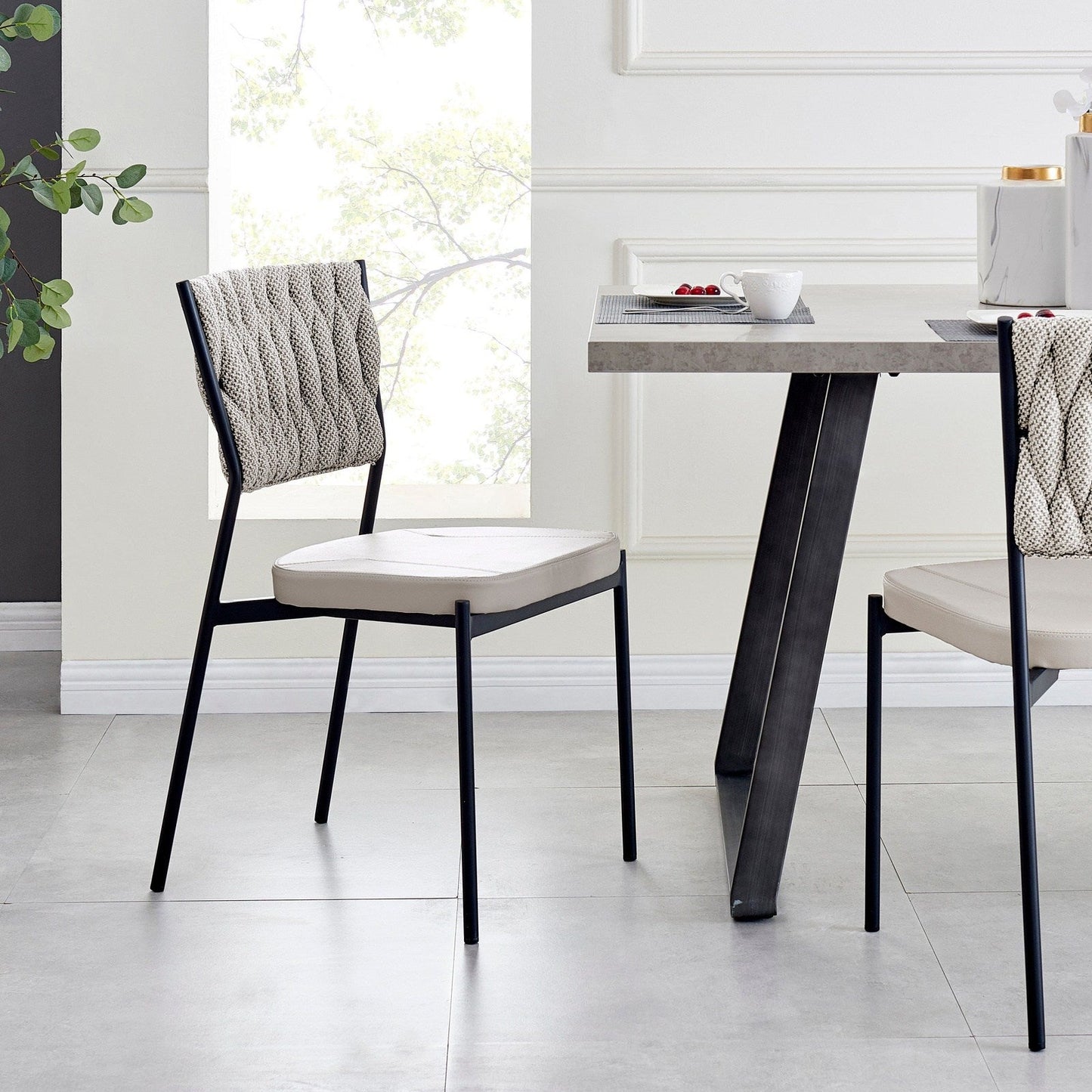 New Pacific Direct Leander Fabric/ PU Dining Chair, (Set of 4) -  1240012-5006