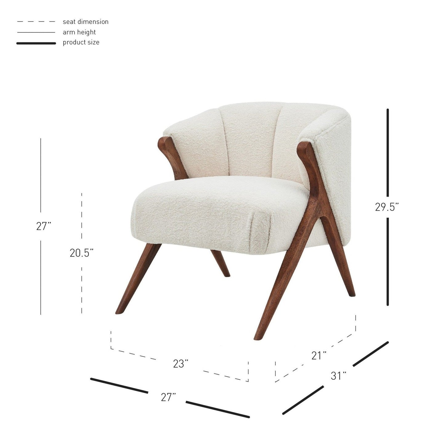 New Pacific Direct Florence Faux Shearling Fabric Accent Chair Brown Legs -  1250017-560