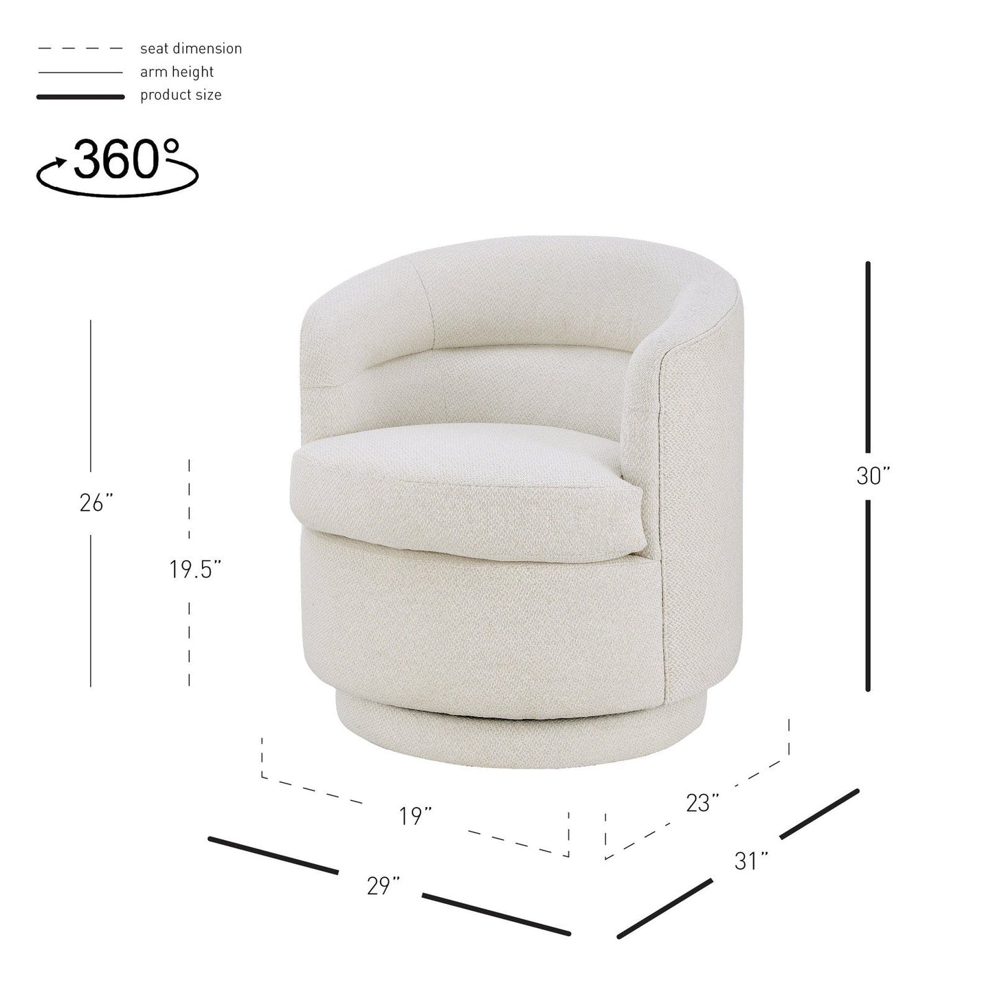 New Pacific Direct Rachel Fabric Swivel Accent Arm Chair 1250053-276 - 1250053-276