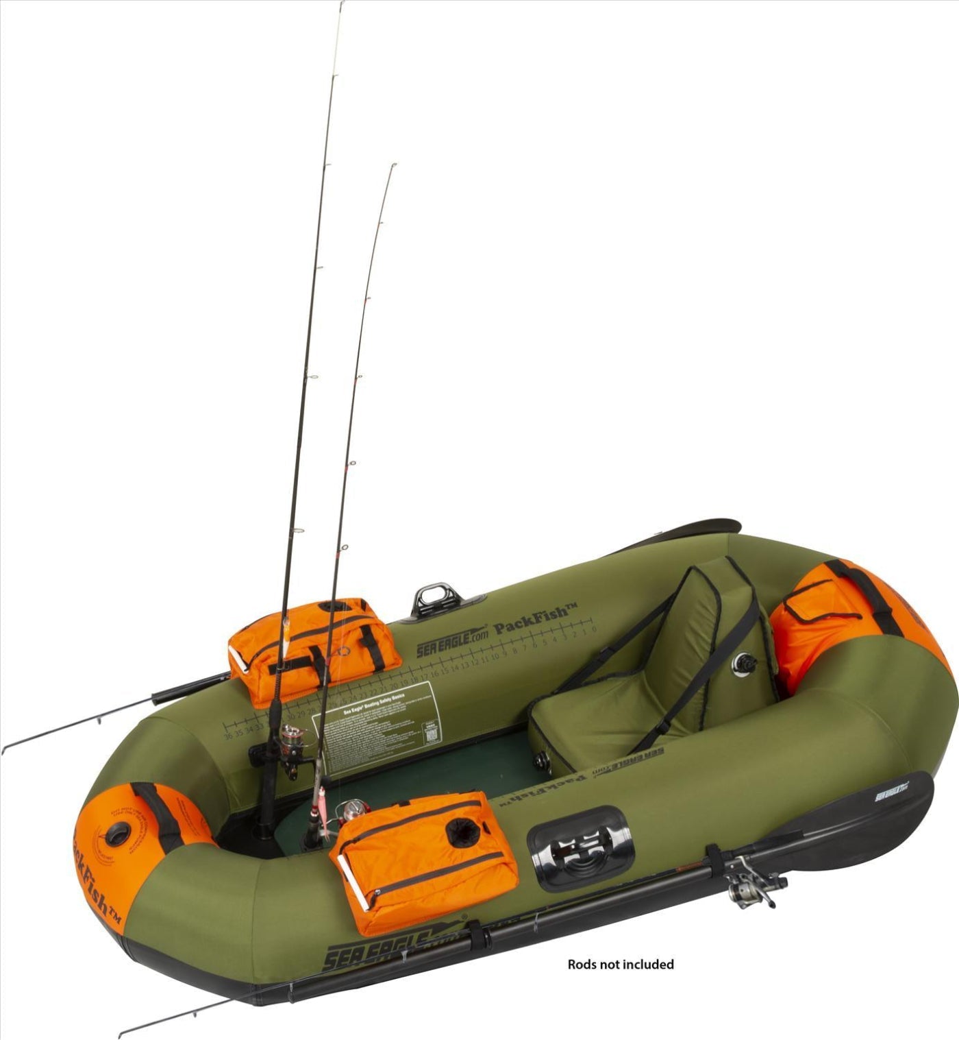 Sea Eagle PackFish 7 Inflatable Boat Pro Fishing Package Green Orange New - PF7K_P