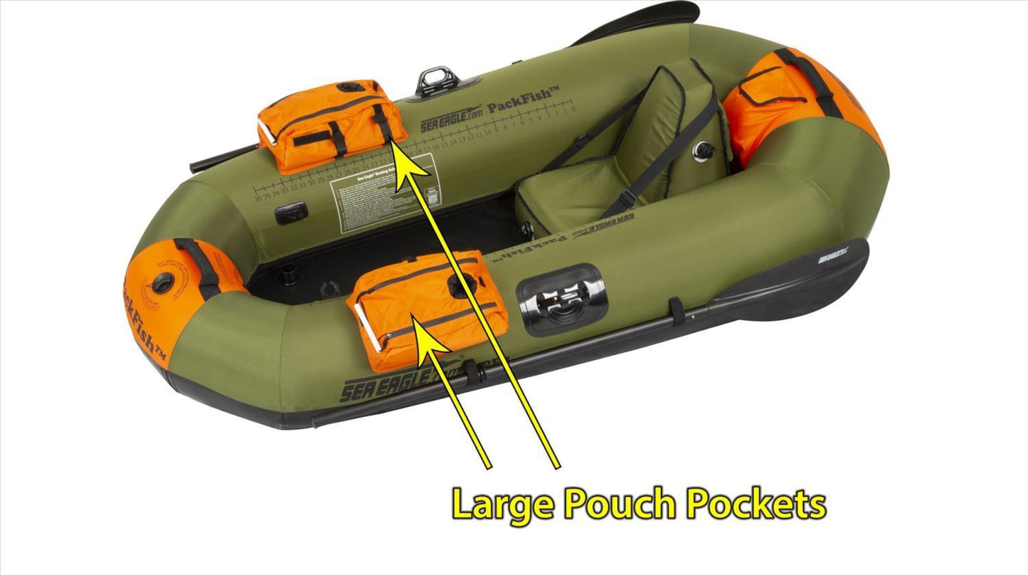 Sea Eagle PackFish 7 Inflatable Boat Pro Fishing Package Green Orange New - PF7K_P