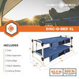 Disc-O-Bed X Large Cam-O-Bunk Benchable Double Cot with Storage Organizers, Navy - 128920
