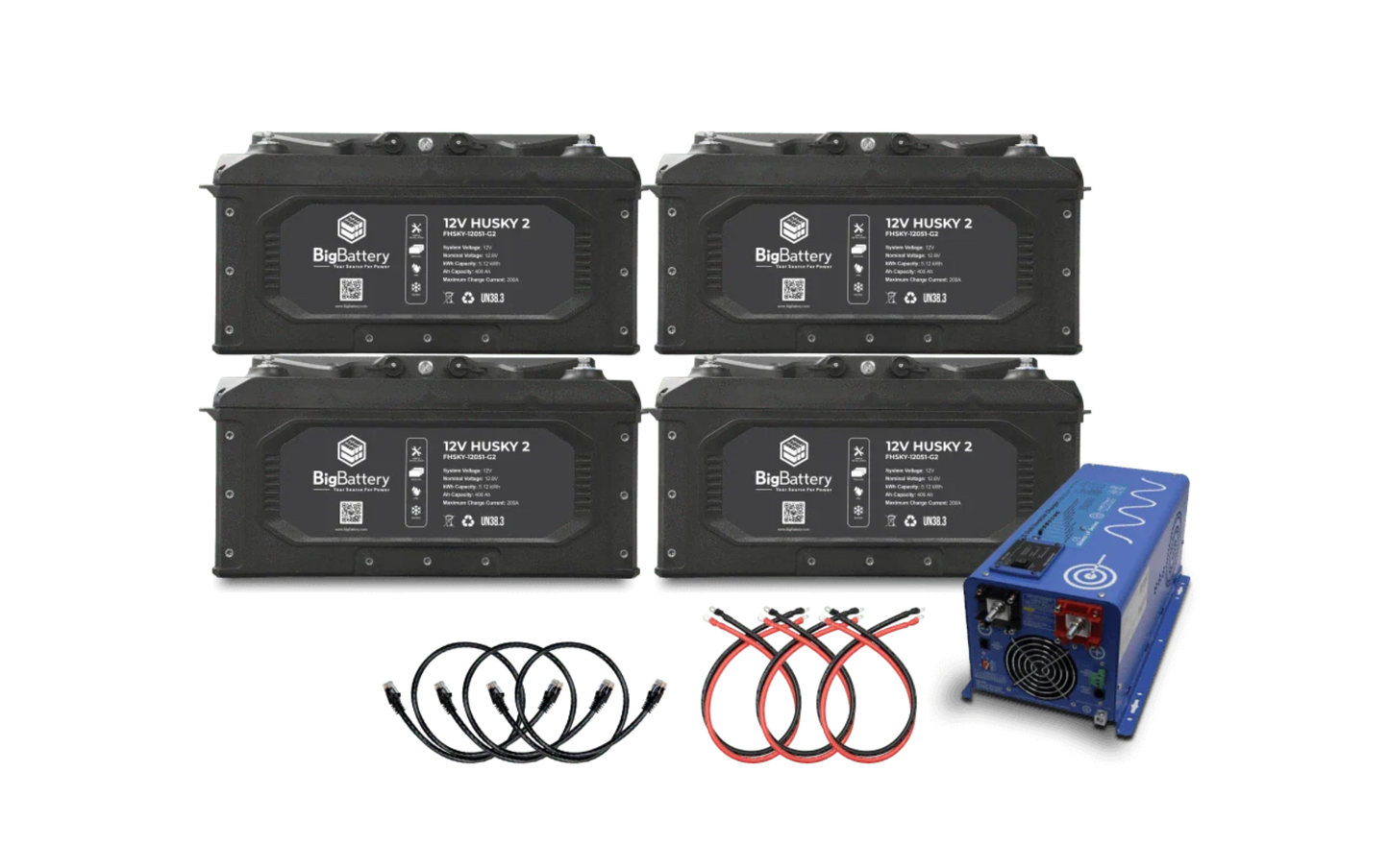 BigBattery 12V 4X HUSKY 2 Power Kit with AIMS (2000W | 20.48kWh) - K0741