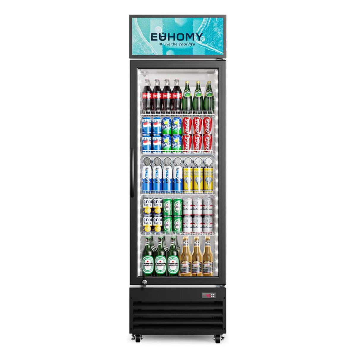 EUHOMY Commercial Display Refrigerator Glass Door Merchandiser Drink Fridge - BRC-09