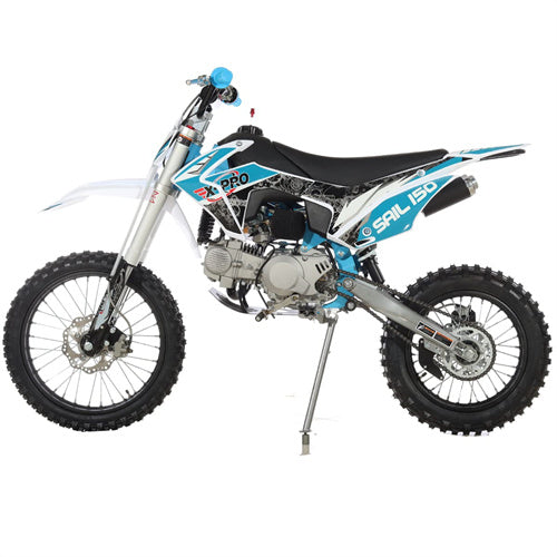 X-PRO Sail 150 Dirt Bike with 4-Speed Manual Transmission, Kick Start, Big 17"/14" Tires - DB-H12-Black