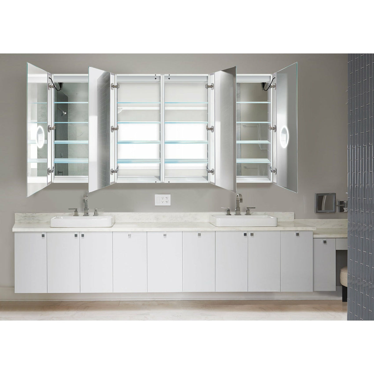 Krugg Svange 8442DLLRR 84″ X 42″ LED Medicine Cabinet with Dimmer & Defogger SVANGE8442DLLRR
