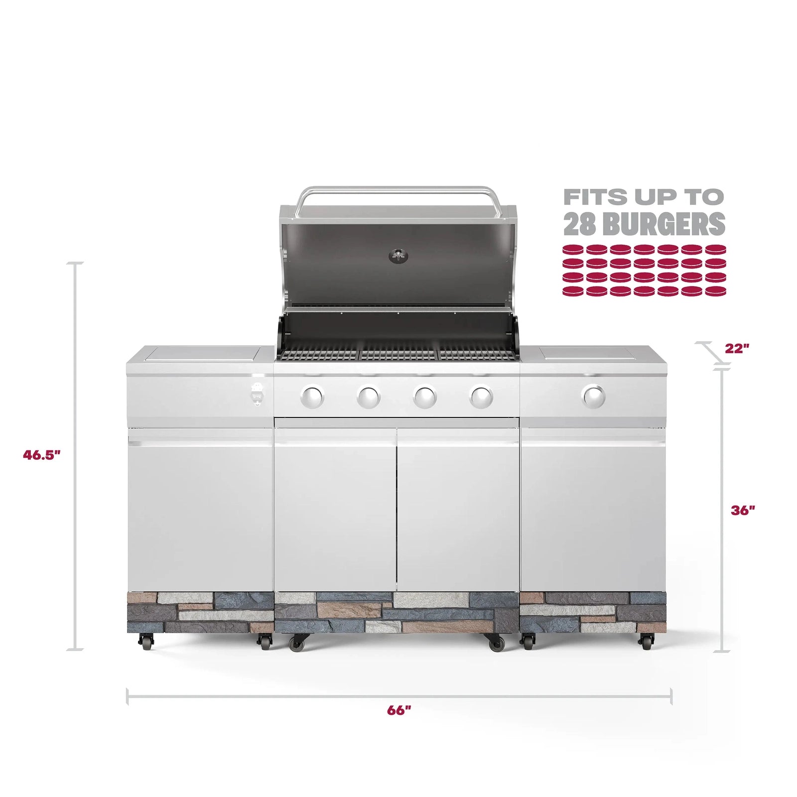 Tytus Fresno 5-Burner LP/NG Convertible Grill in Stainless Steel + Ash Stone - TDT-021-0704