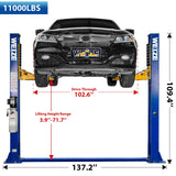 WEIZE 2 Post Automotive Lift, 11000 lbs Capacity with 220V 3HP Motor and Double Point Lock Release - 2,699.99