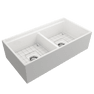 Bocchi Contempo Apron Front Step Rim Fireclay 36" Double Bowl Kitchen Sink with Cutting Board. Available in 9 Colors! - 1348-001-0120