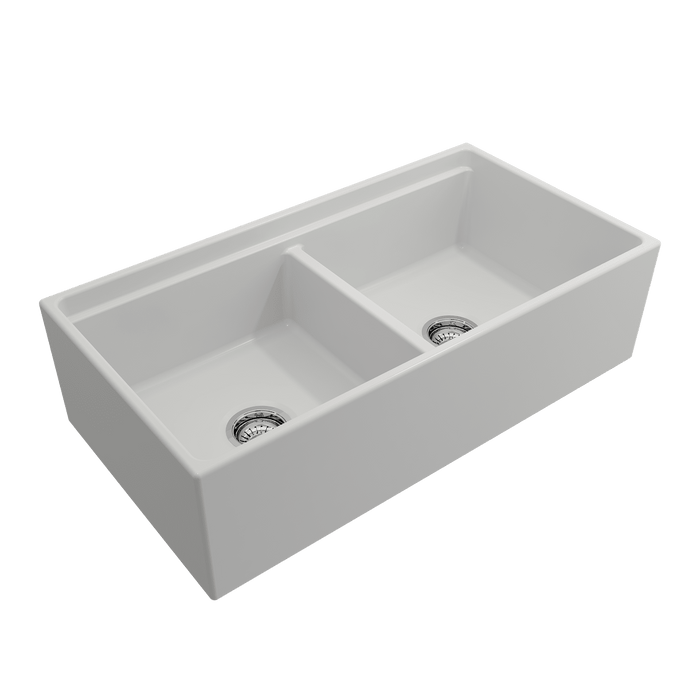 Bocchi Contempo Apron Front Fireclay 36" Double Bowl Kitchen Sink. Available in 9 Colors! - 1350-014-0120