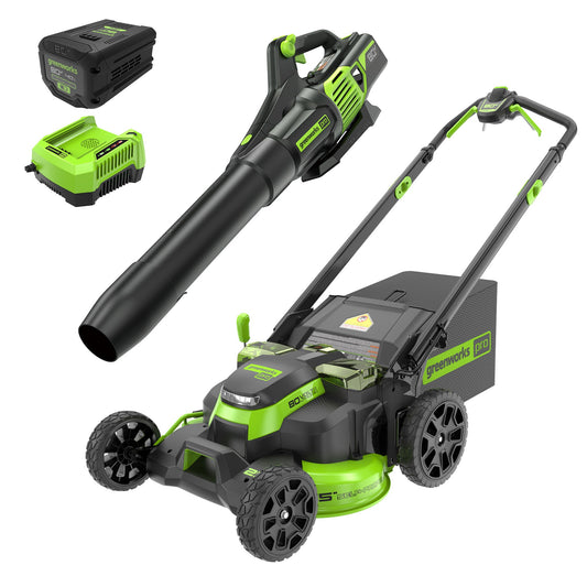 Greenworks 80V 25" Cordless Battery Dual Blade Self-Propelled Mower 2PC Combo Kit w/ (1) 4.0Ah Battery & (1) Rapid Charger - 1360802