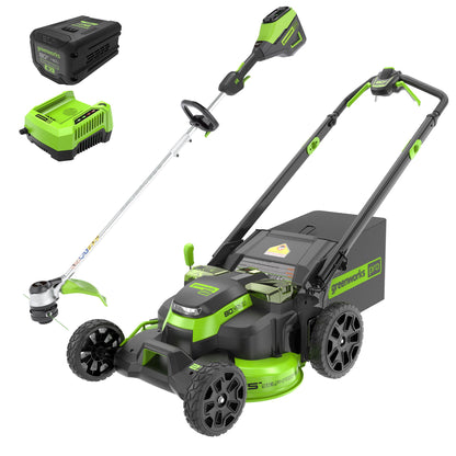 Greenworks 80V 25" Cordless Battery Dual Blade Self-Propelled Mower 2PC Combo Kit w/ (1) 4.0Ah Battery & (1)Rapid Charger - 1360902
