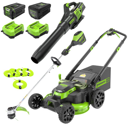 Greenworks 80V 25" Cordless Battery Dual Blade Self-Propelled Mower 3PC Combo Kit w/ (1) 4.0Ah Battery, (1) 2.5Ah & (2) Rapid Charger - 1361002