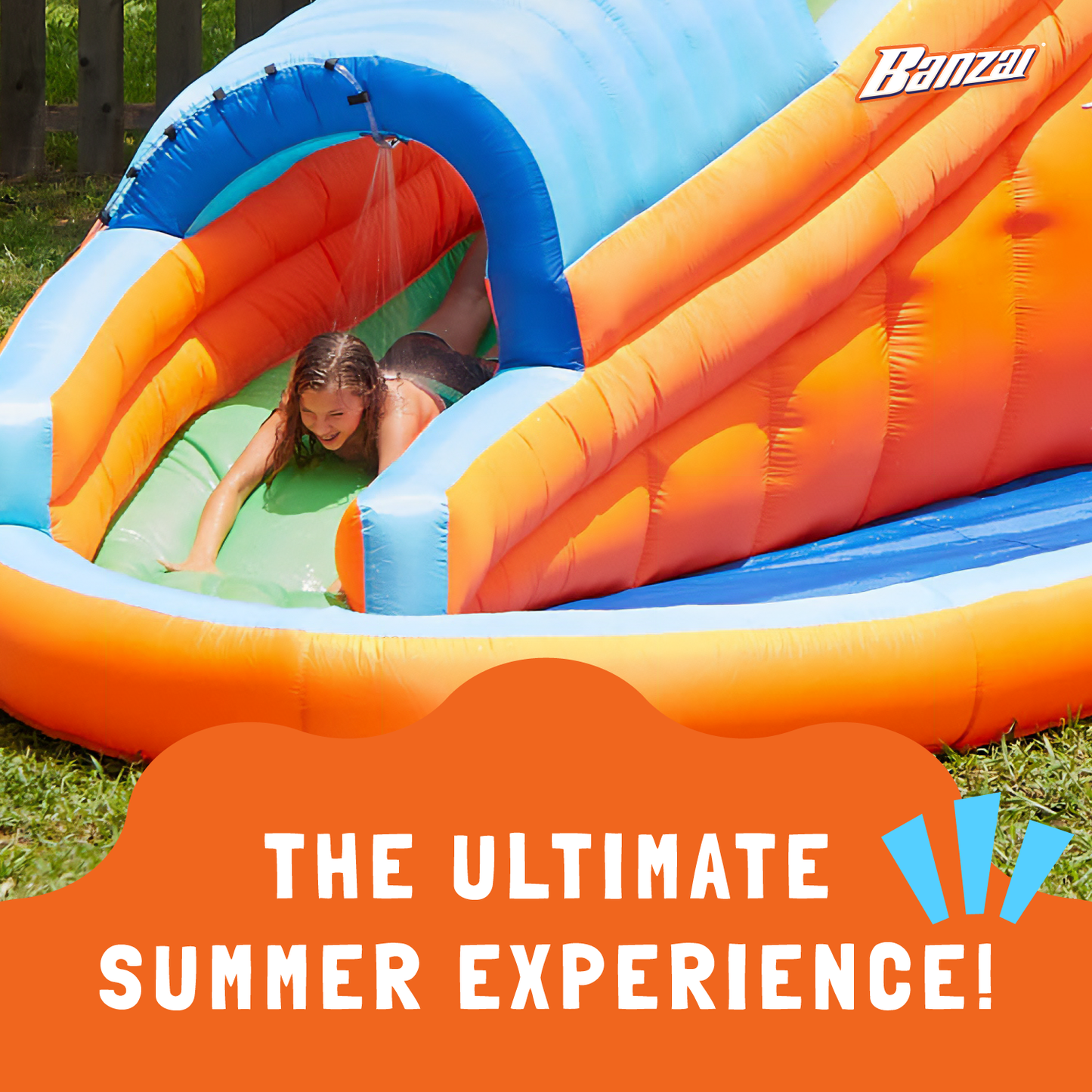 Banzai Surf Rider Kids Inflatable Outdoor Backyard Aqua Water Slide Splash Park - 136432