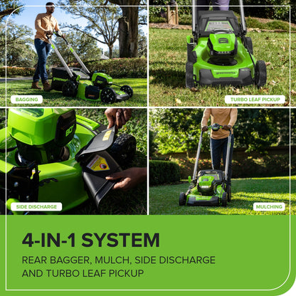 Greenworks 80V 21" Cordless Battery 4-in-1 Push Lawn Mower & 700CFM Blower Combo Kit w/ 5.0Ah Battery & 6A Charger - 1369602