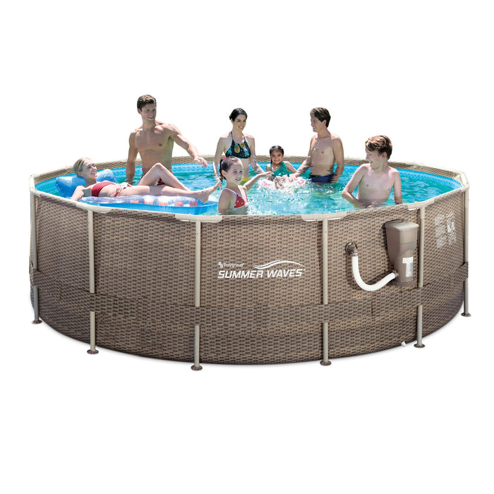 Summer Waves 14' x 48" Round Frame Above Ground Swimming Pool with Ladder & Pump - 137374