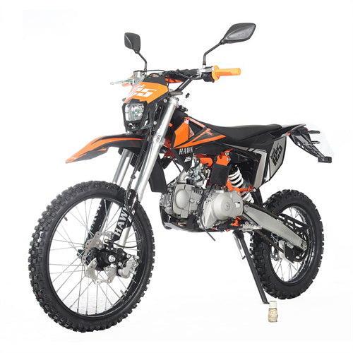 X-PRO Hawk 125cc Dirt Bike with All Lights and 4-speed Manual Transmission! Electric/Kick Start, Big 19"/16" Tires! Zongshen Brand Engine - DB-K015-Orange