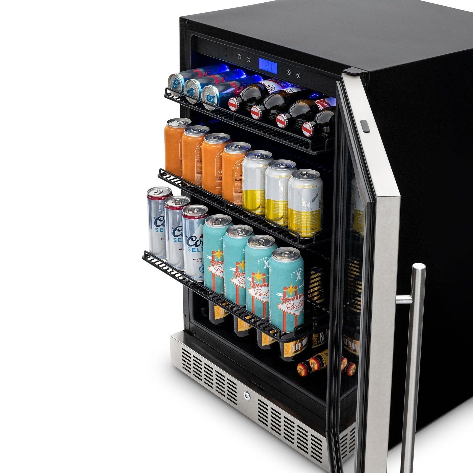 Newair - 24” 224-Can Built-in Premium Beverage Center w/ Color Changing LED Lights NBC224SS00