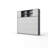 Maxima House Invento Horizontal Wall Bed, European Full XL Size with a cabinet on top - IN140H-12W