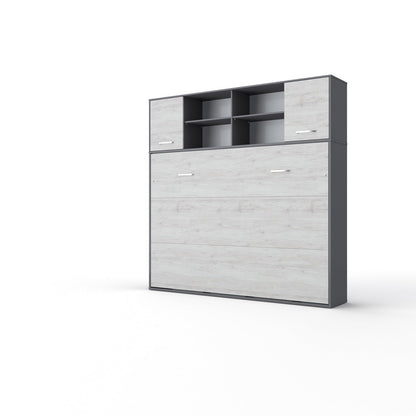 Maxima House Invento Horizontal Wall Bed, European Full XL Size with a cabinet on top - IN140H-12W