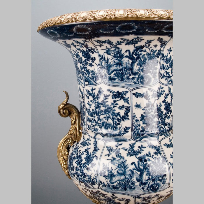 Lovecup Blue and White Seabrook Porcelain Urn with Bronze Ormolu L195 - 13802461528162