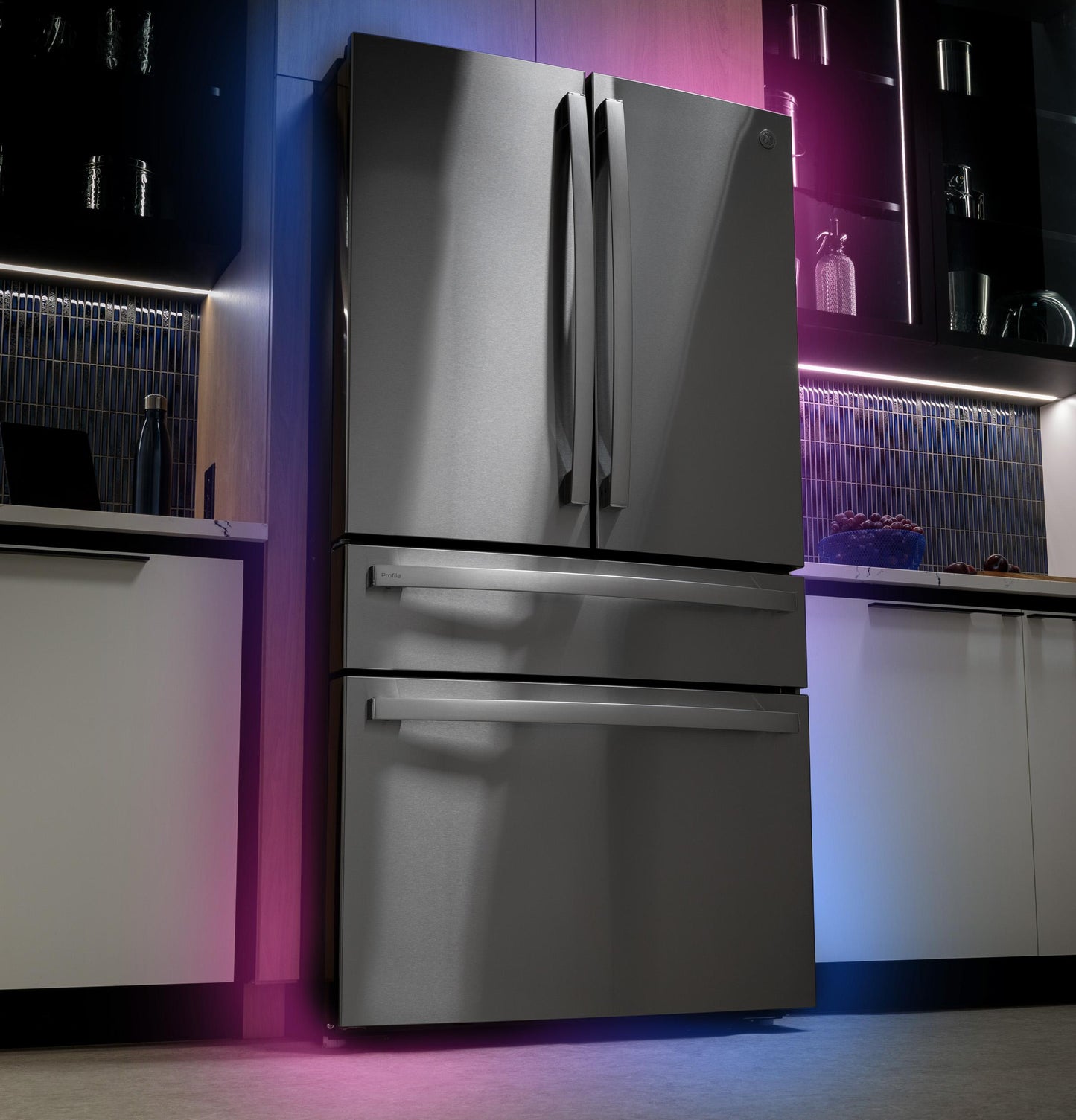 GE 23.2 Cu. Ft. Smart 4-Door French-Door Fridge, Counter-Depth - PJE23BYWFS-KT
