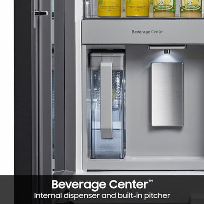 SAMSUNG Bespoke 36" 29 cu. ft. Standard Depth 4-Door French Door Smart Refrigerator with Beverage Center in Morning Blue and White Glass - RF29BB86004M