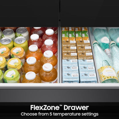 SAMSUNG Bespoke 36" 29 cu. ft. Standard Depth 4-Door French Door Smart Refrigerator with Beverage Center in Morning Blue and White Glass - RF29BB86004M