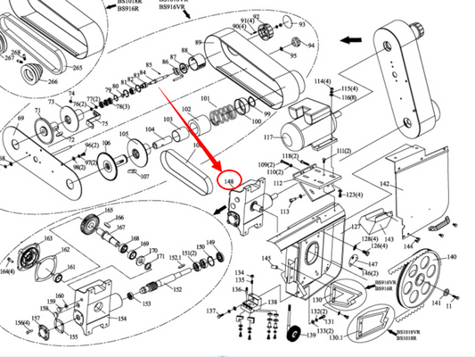 KAKA Industrial Spare parts for KAKA Industrial BS-1018R part# 148 Gearbox Assembly -  188116-148