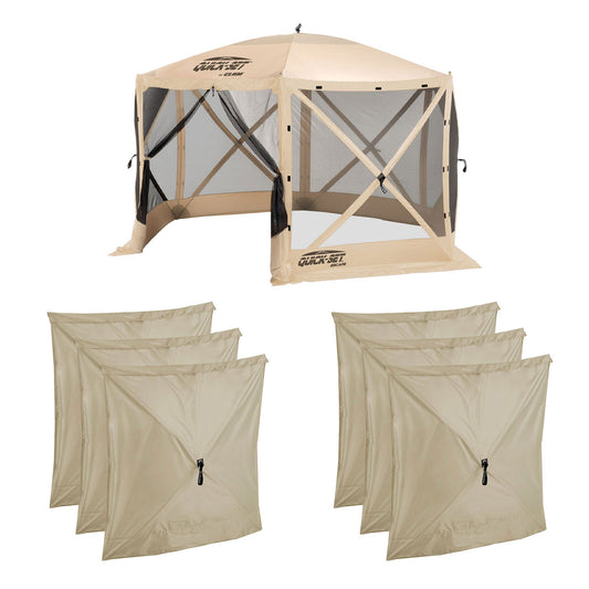 CLAM Quick Set Escape Portable Canopy Shelter and 6 Pack of Wind and Sun Panels - 149090