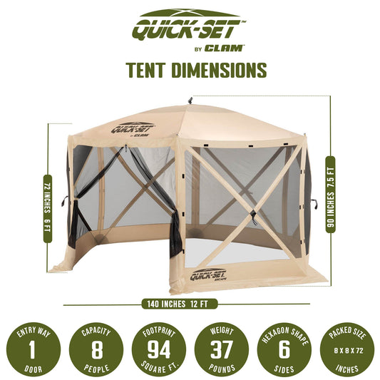 CLAM Quick Set Escape Portable Canopy Shelter and 6 Pack of Wind and Sun Panels - 149090