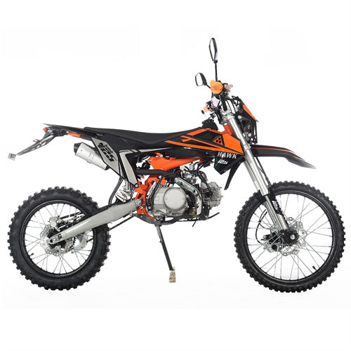 X-PRO Hawk 125cc Dirt Bike with All Lights and 4-speed Manual Transmission! Electric/Kick Start, Big 19"/16" Tires! Zongshen Brand Engine - DB-K015-Orange