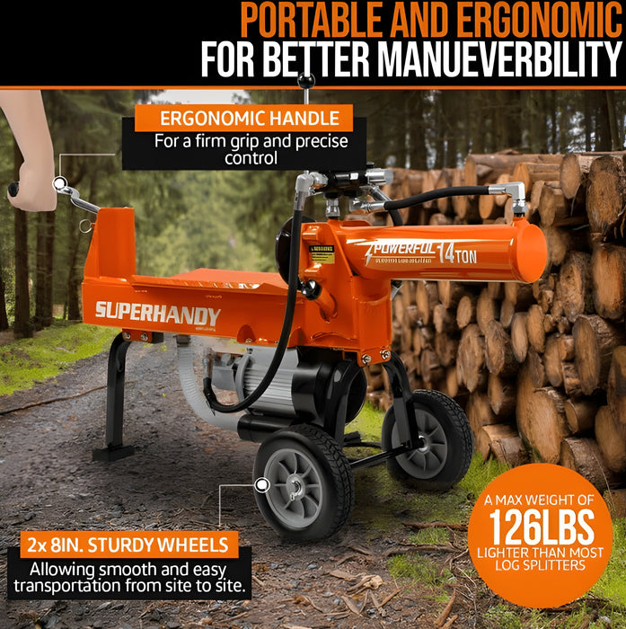 Super Handy 14 Ton 120V  Portable Electric Log Splitter New - GUO084