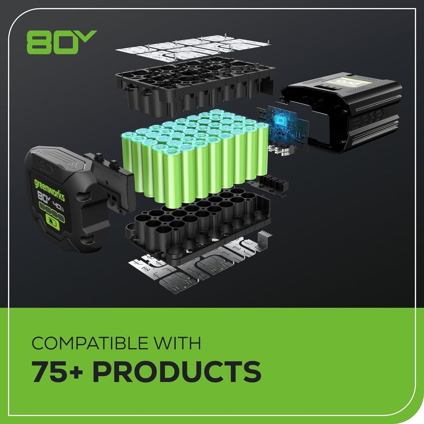 Greenworks 80V 21" Cordless Battery 4-in-1 Self-Propelled Lawn Mower w/ 8.0Ah Battery & 6A Charger - 2552102