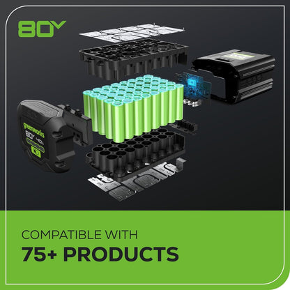 Greenworks 80V 21" Cordless Battery 4-in-1 Self-Propelled Lawn Mower w/ 8.0Ah Battery & 6A Charger - 2552102
