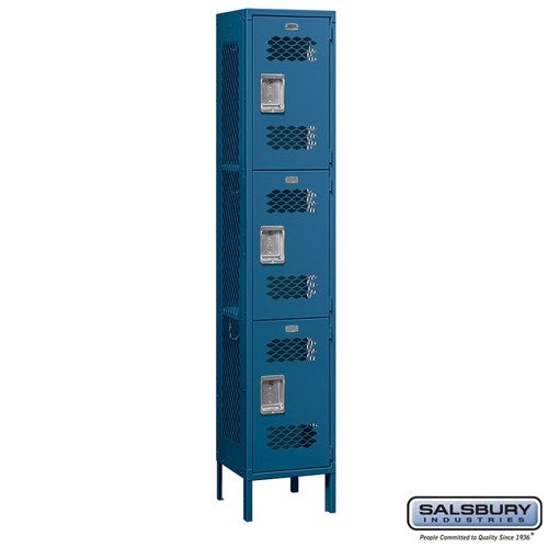 Salsbury 15" Wide Triple Tier Vented Metal Locker - 1 Wide - 83165GY-U