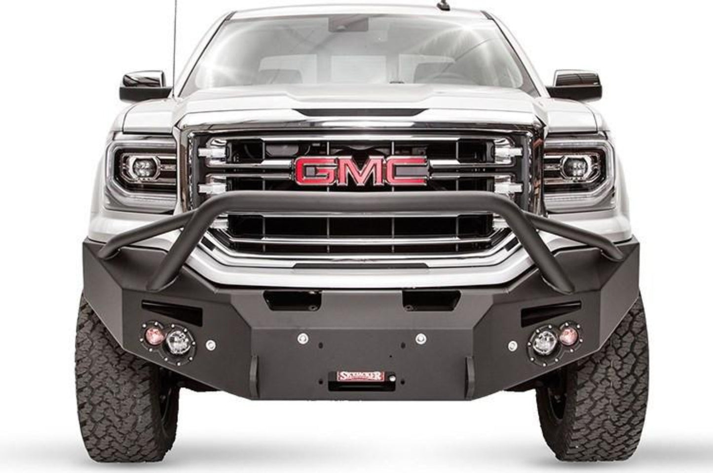 Fab Fours GS14-F3152-1 GMC Sierra 1500 2014-2015 Premium Front Bumper Sensor Winch Ready with Pre-Runner Guard